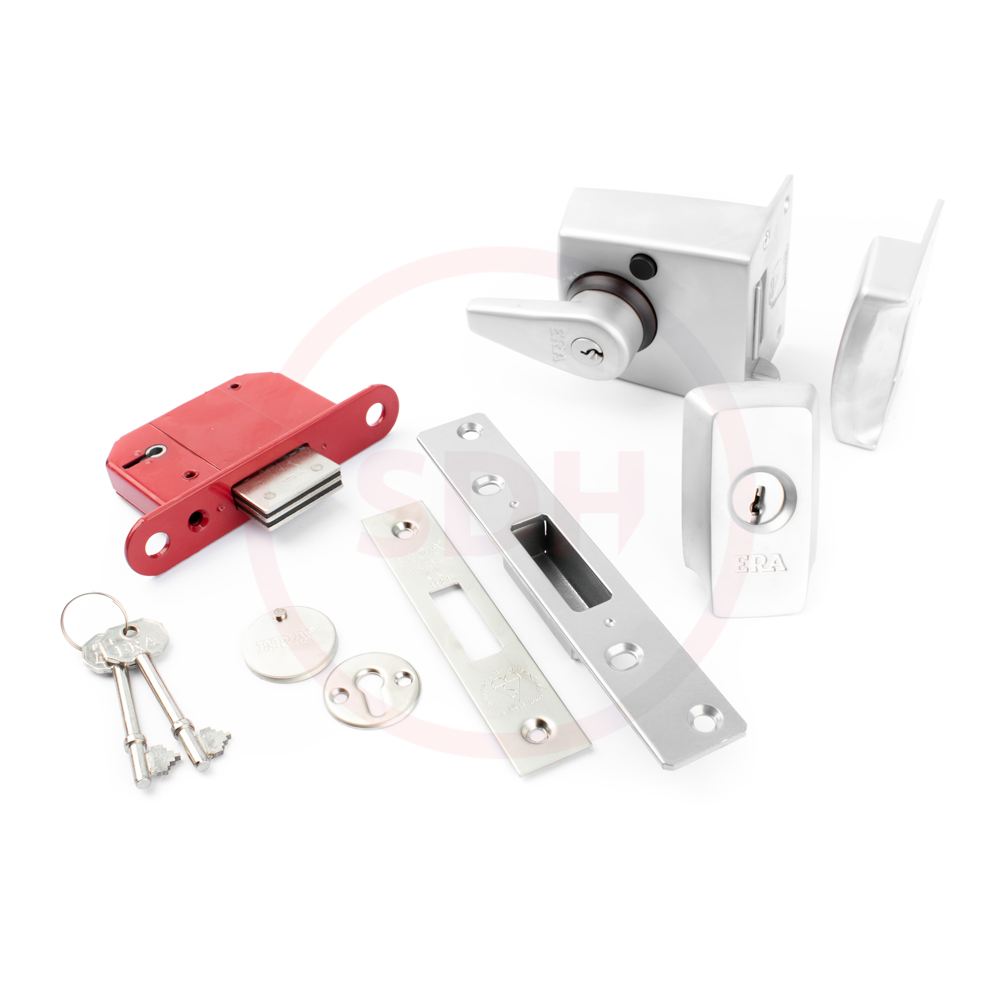 ERA Traditional Front Door Lock Kit - Satin Chrome